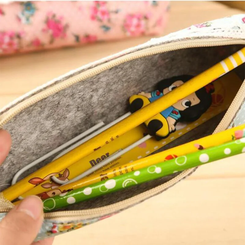 1 шт./лот модный мини ретро цветочный кружевной пенал для карандашей сумка ручек