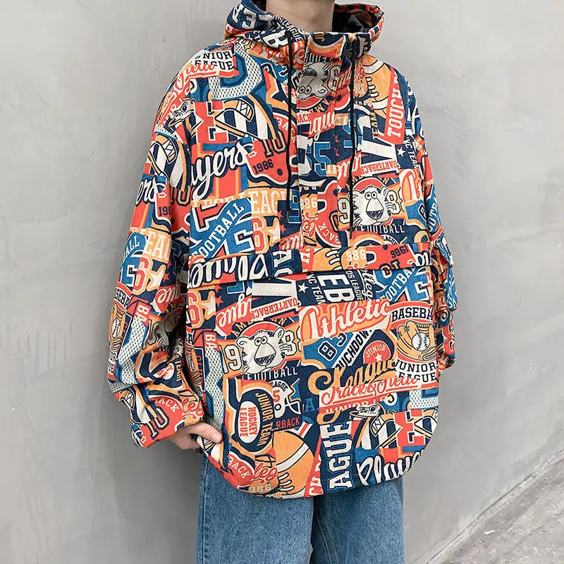

2020 new style ruffian smart Pullover personality coat Korean loose spring and autumn Hong Kong Style graffiti jacket