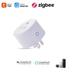 Zigbee умная розетка США 15A 110-250V Мощность монитор Функция времени Tuya приложения SmartLife Управление с Alexa и Google Assistant