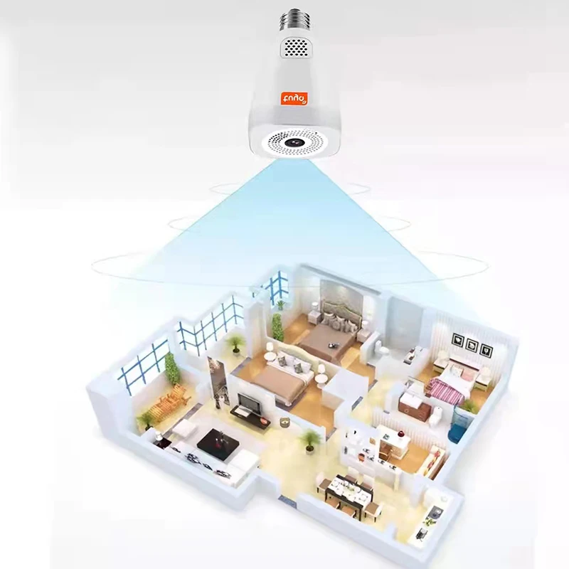 Camnsmart Wifi Smart Ip Camera HD Ptz 360 Tuya Panaramic Внутренняя беспроводная лампа E27 Цвет ночного