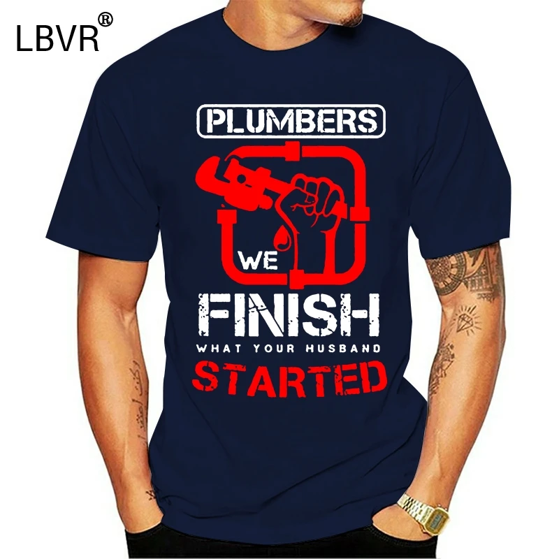 Мужская футболка сантехника мы закончим то что ваш муж начал Забавный