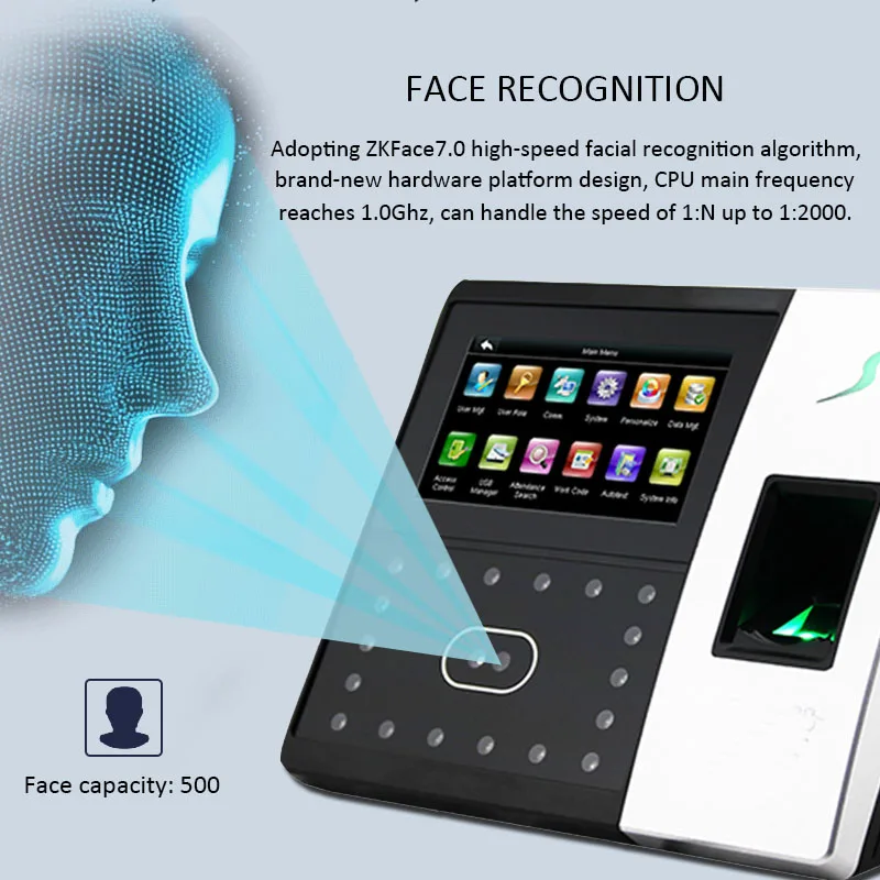 ZK Iface702 WIfi биометрический отпечаток пальца распознавание лица Время посещаемости
