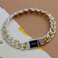 korean personality new style trend men cuba chain silver plated bracelet fashion domineering men motorcycle party jewelry