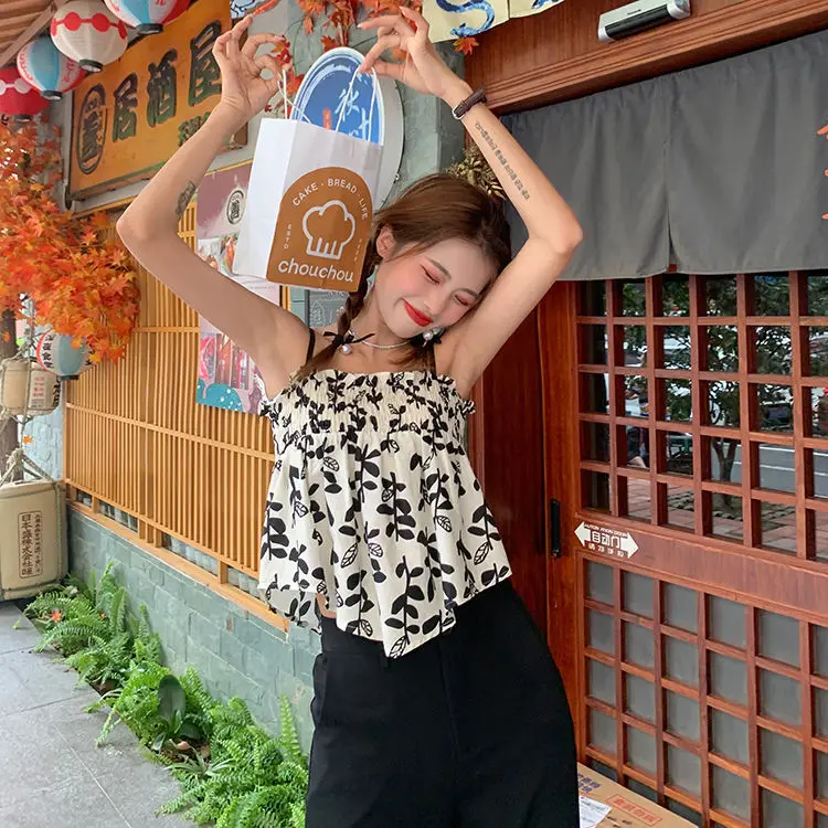 

Camisole Sweet and Spicy Floral Vest Women's Design Sense Summer 2021 New Outdoor Irregular Fresh Top Tide