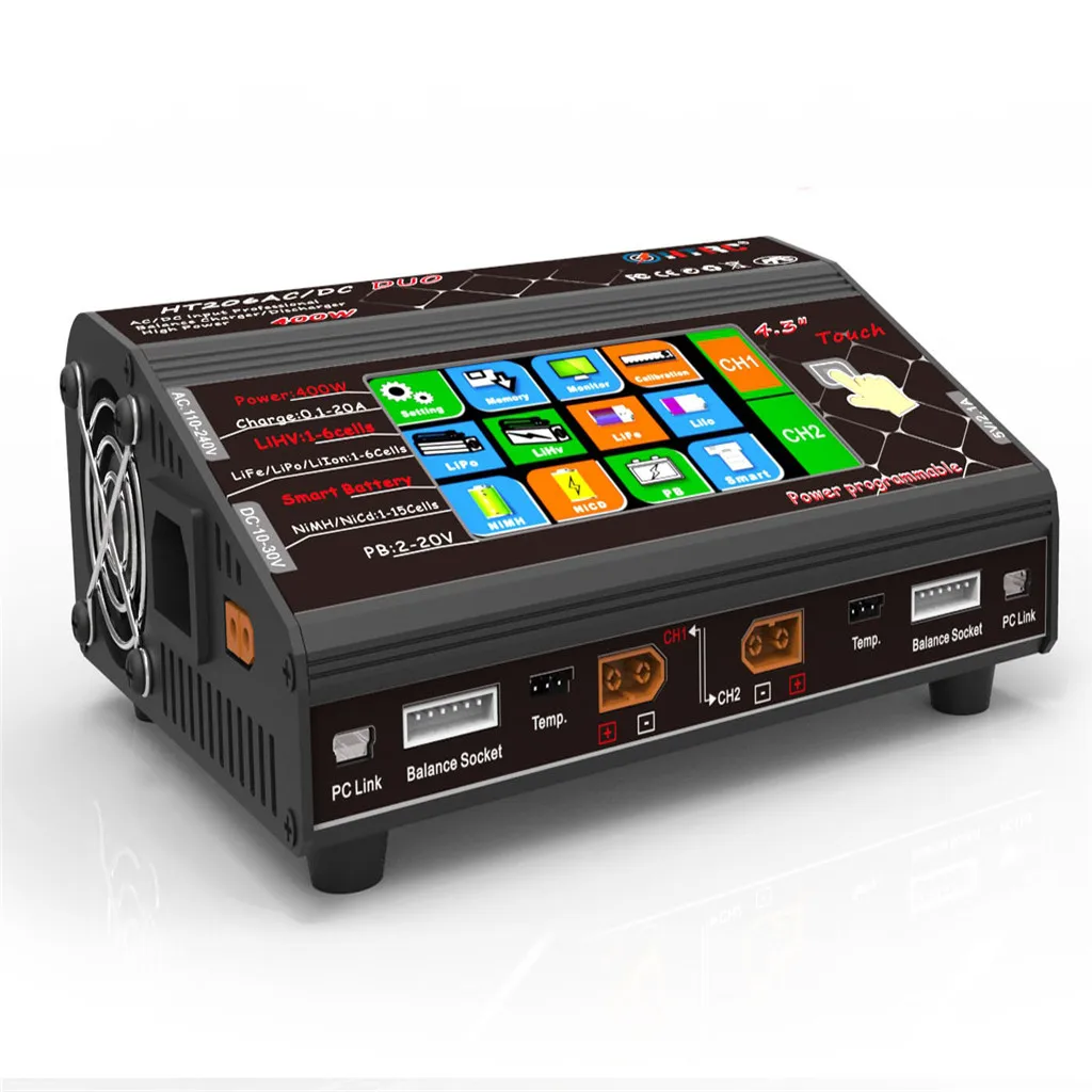 HIINST 22 NEW HTRC HT206 DUO 400w Dual 2 Port RC Modle Lipo Battery Balance Charger Discharger | Игрушки и хобби