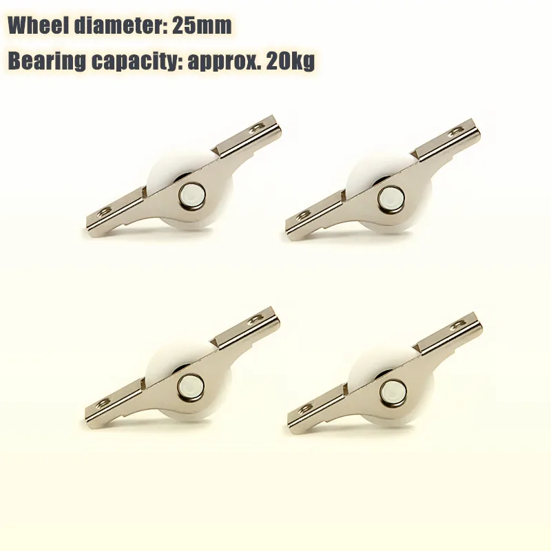 Hot 4Pcs 25mm Pulley Wheels Bear 20KG Nylon Caster Bearing Hardware Mini Sliding Door Roller for Wardrobe Cabinet Accessories