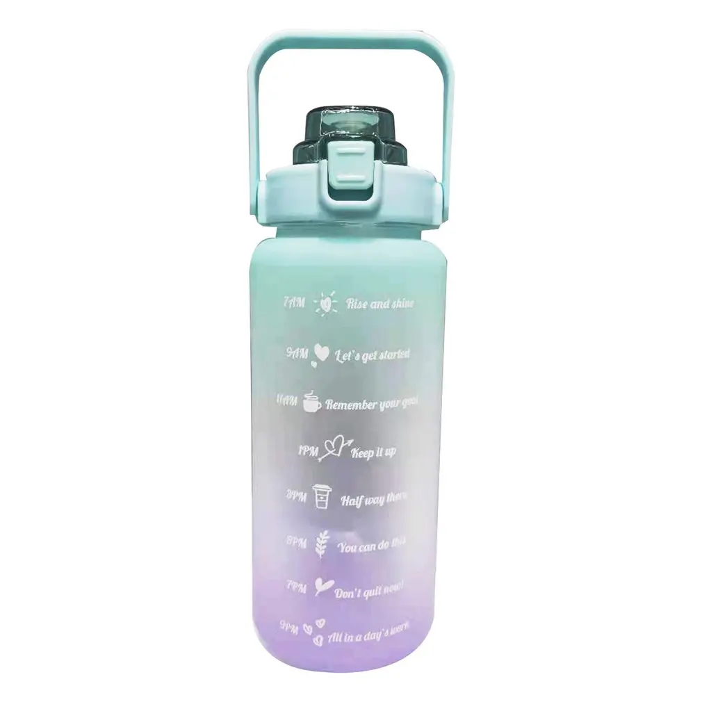 

2L Motivational Water Bottle With Handle & Removable Straw Water Jug With Time Marker To Ensure You Drink Enough Water Daily