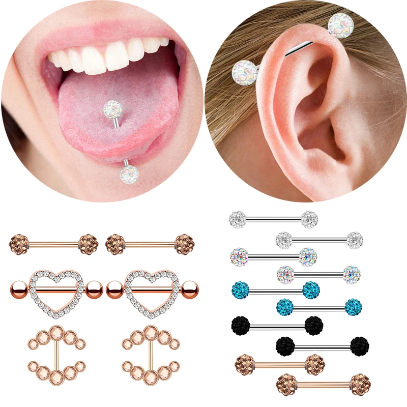 Пирсинг уха пупка Кнопка звонка Кольцо с украшением в виде кристаллов Сияющие