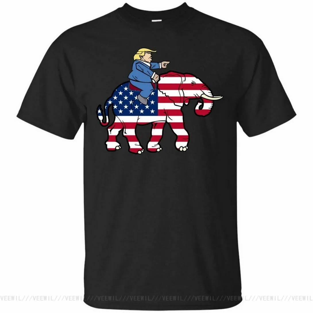 Дональд Трамп для верховой езды слон смешные футболки футболка республиканцы