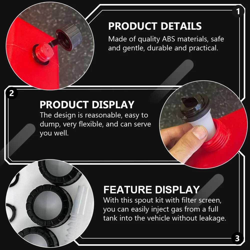 

5 Sets Practical Replacement Gas Can Bendable Spout Kit with Filter Screens