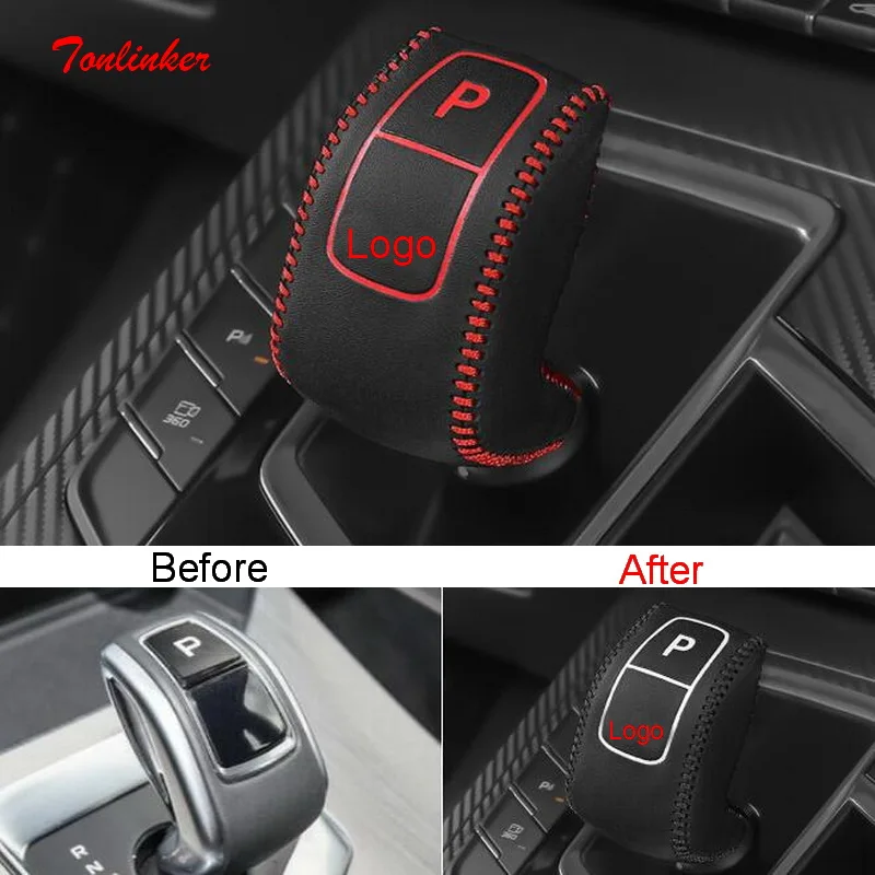 

Tonlinker Interior Car Gear Shift Collars for Geely SX11 Coolray Cover Case Stickers Car Styling 1 PCS PU Leather Cover Stickers