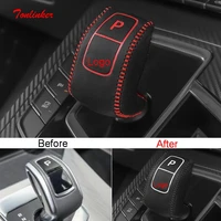 tonlinker interior car gear shift collars for geely sx11 coolray cover case stickers car styling 1 pcs pu leather cover stickers