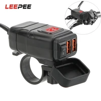 leepee qc 3 0 motorcycle quick charger vehicle mounted dual usb charger digital voltmeter adapter moto accessories