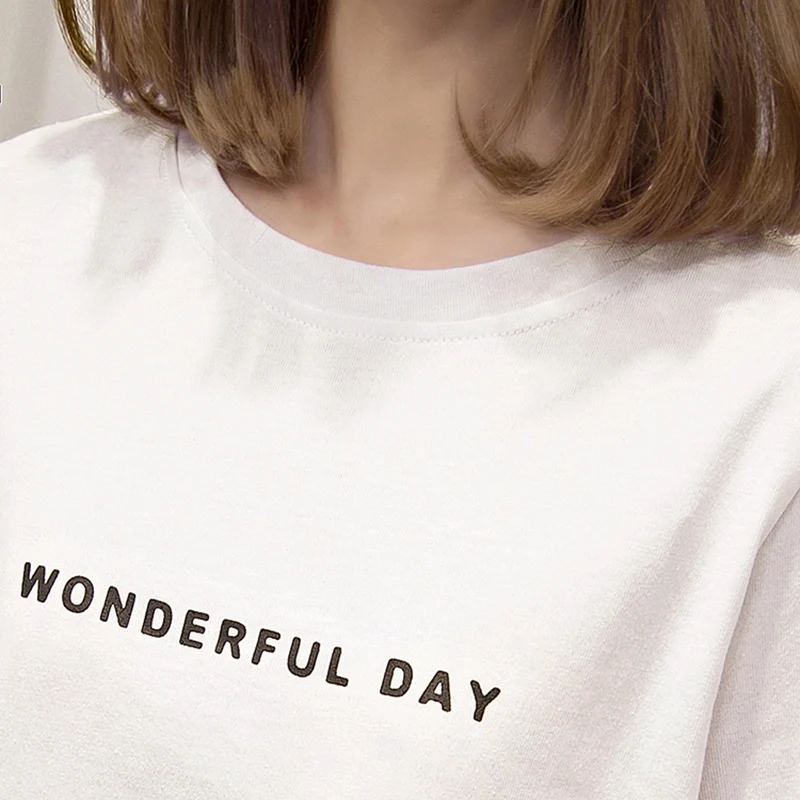 Черная футболка Женская Повседневная с буквенным принтом топы разрезом летняя