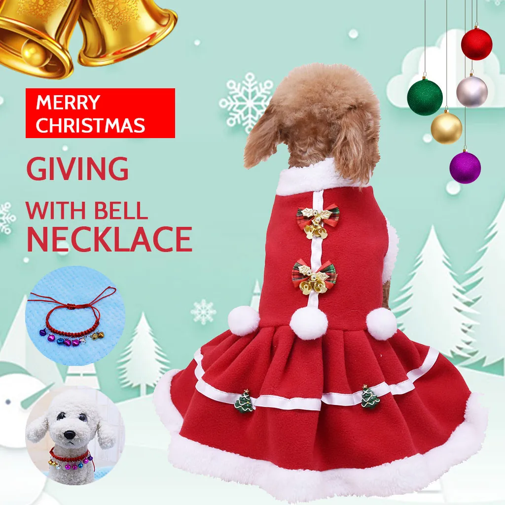 Рождественская Одежда для собак красное пальто узор собака Дерево одежда милое