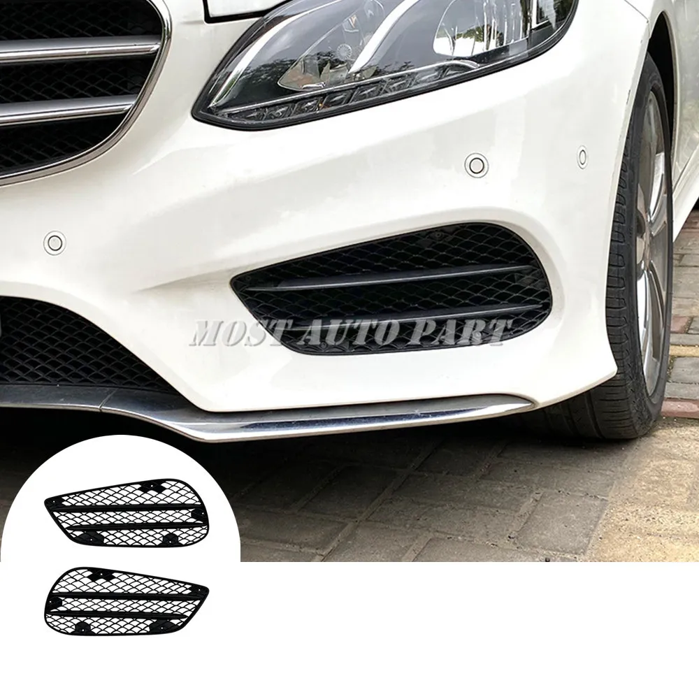

ABS Black Exterior Front Bumper Grille Air Vent Cover Trim For Mercedes Benz E-Class W212 AMG Line 2013-2015 2pcs