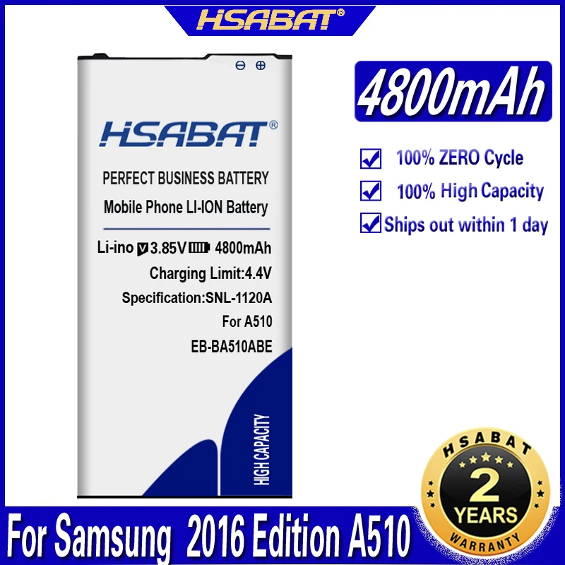 HSABAT 4800mAh батарея для Samsung Galaxy EB BA510ABE A510 SM A510F A5100 A5 A51 2016 Издание Замена батареи