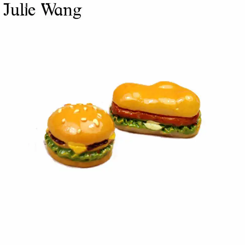 Julie Wang 10 шт. подвески из смолы в виде бургеров искусственная еда аксессуары для