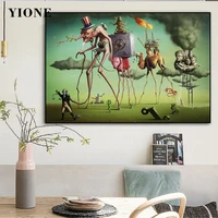 the american dream wall art poster surrealism painting retro abstract statue chimney desert camel picture prints home decoration