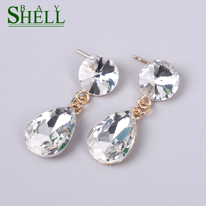 Женские серьги-подвески с белым кристаллом Shell Bay модные геометрические серьги