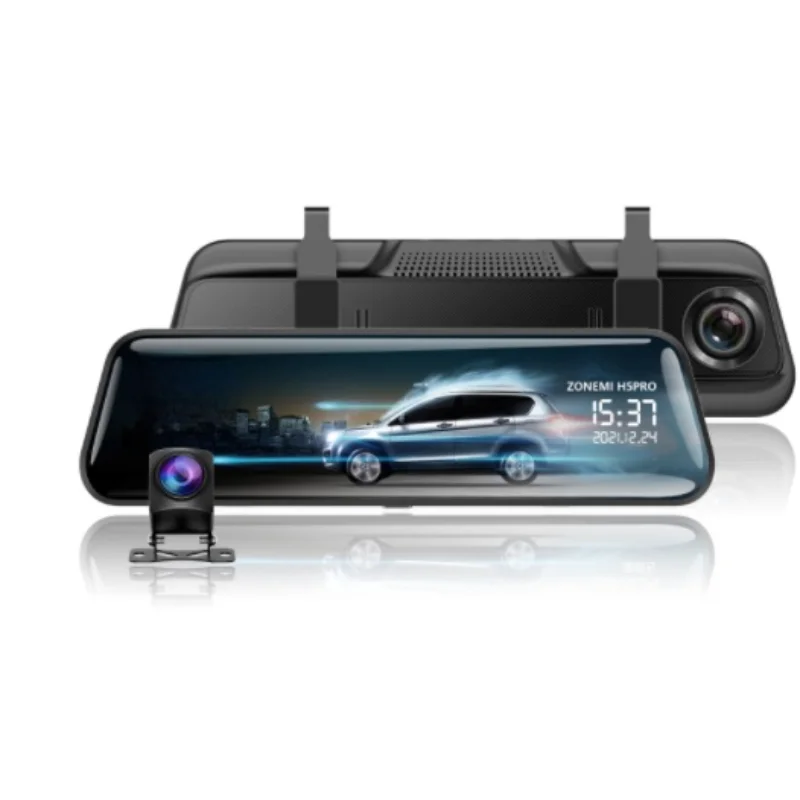 

Зеркало заднего вида для автомобиля, 10-дюймовый экран, автомобильная камера с двойным объективом Full Hd видеорегистратор с камерой на задней ...