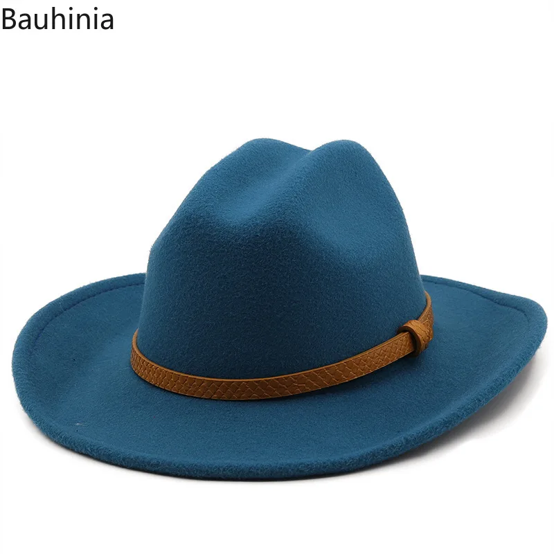 

New Autumn Winter Curl Brim Men Jazz Fedora Hats Panama Western Cowboy Felt Hat for Women Sombreros De Mujer