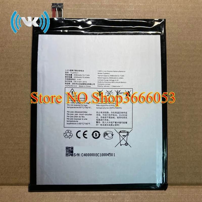 VK 4080mAh 15.71Wh 3.85V TLp040J1 Replacement Battery For Alcatel A30 Tablet 9024W Li-polymer Inbuilt Bateria+Free Tools |
