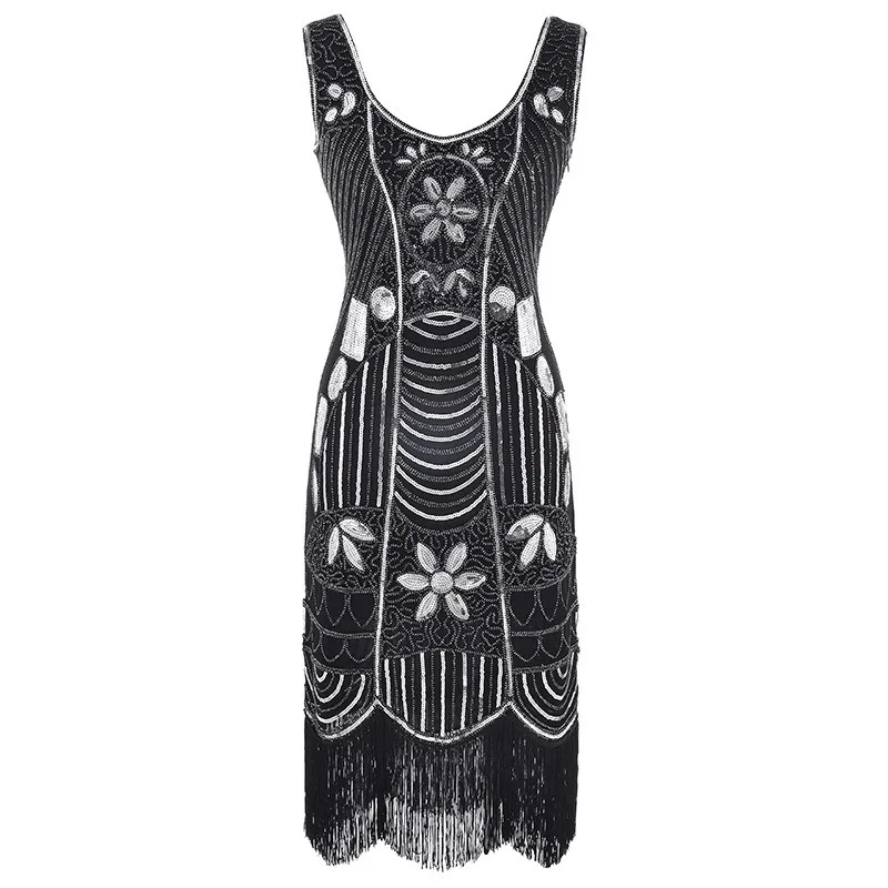 

2020 Sexy Sequined Dress Party Dresses Sleeveless V-Neck Beading Tassel Black Short Formal Dress Burgundy New Dress Women Dress