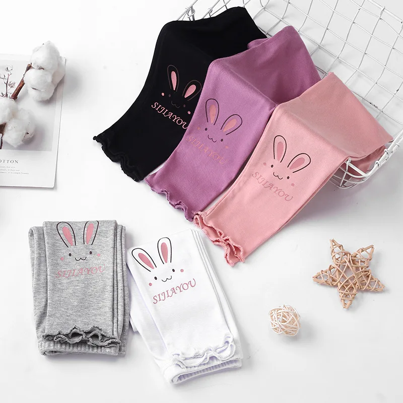 

2021 Summer New Girls Wear Cute Rabbit Loose Leggings Children's Casual Cotton Comfortable Thin Tight-Fitting Fungus Trousers