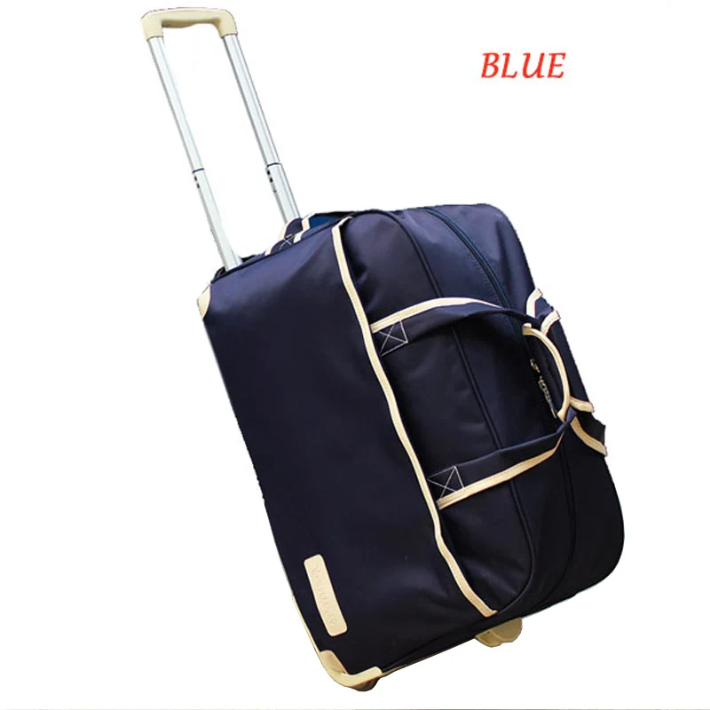 blue Новая мужская и женская тележка чемодан для багажа на колесиках брендовый Повседневный утолщенный Складной Футляр Дорожная сумка на чемодан на колесах чемодан - Цвет: blue
