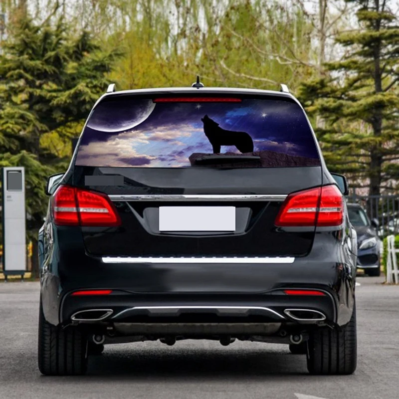 

Wolf and Moon for Truck Jeep Suv Pickup 3D Rear Windshield Decal Sticker Decor Rear Window Glass Poster 53.1 x 14.2 Inch