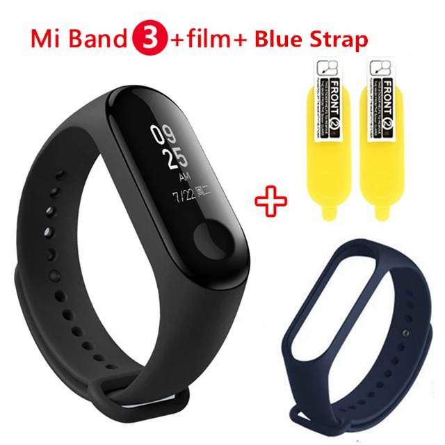 Origina Xiaomi mi Band 3 Смарт-Браслет фитнес-браслет mi Band 3 сенсорный экран частота сердечных сокращений смарт-браслет для Android IOS - Цвет: add darkblue strap