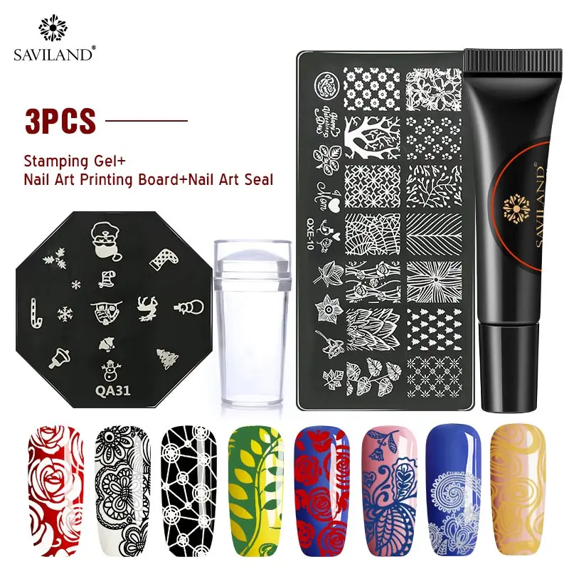 Soak off тиснения УФ Гель лак яркие красные цвета: золотистый серебристый для шаблон