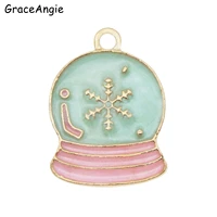 10pcslot alloy enamel enamel snow globe christmas pendant enamel jewelry beads pendants 22mm charm craft diy jewelry findings