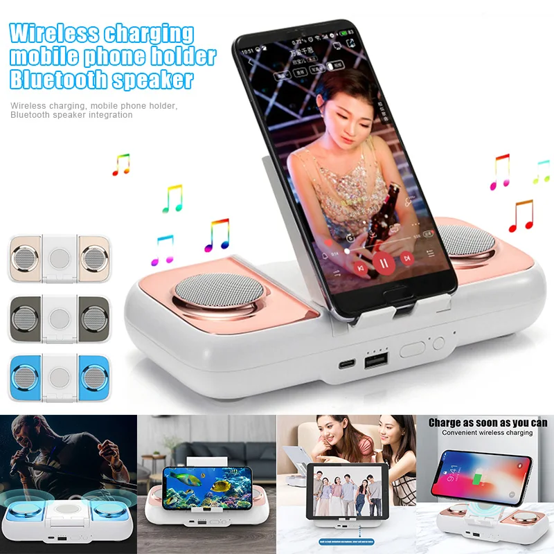 

Hot Wireless Charging Mobile Phone Stand Holder Powerbank Portable 10000mAh Bluetooth Speaker X66