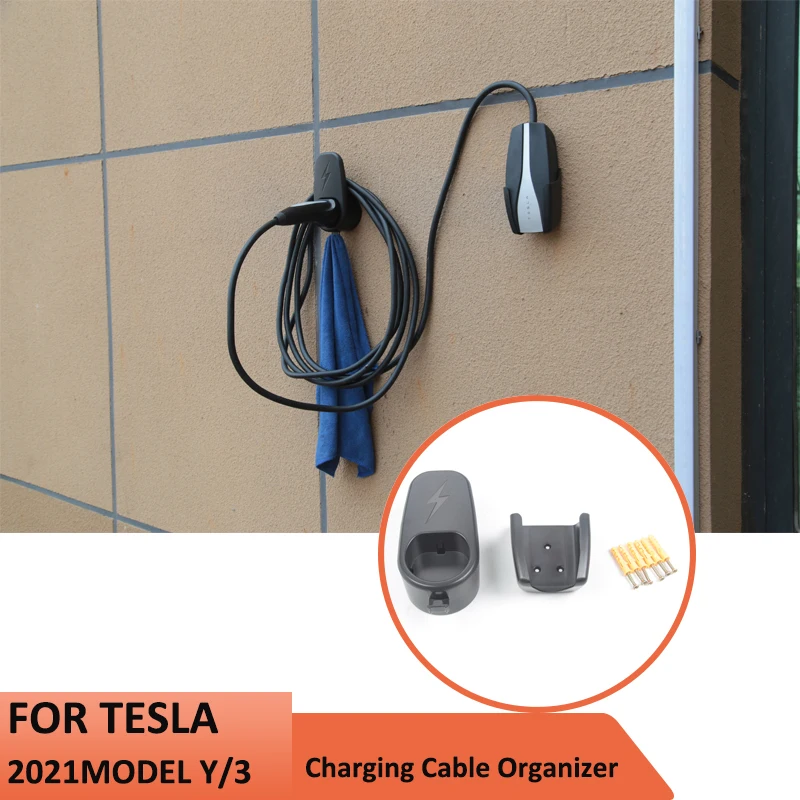 

Car Charging Cable Organizer Wall Mount Connector Holder Bracket Charger Holder Accessories with Chassis For Tesla Model Y/3