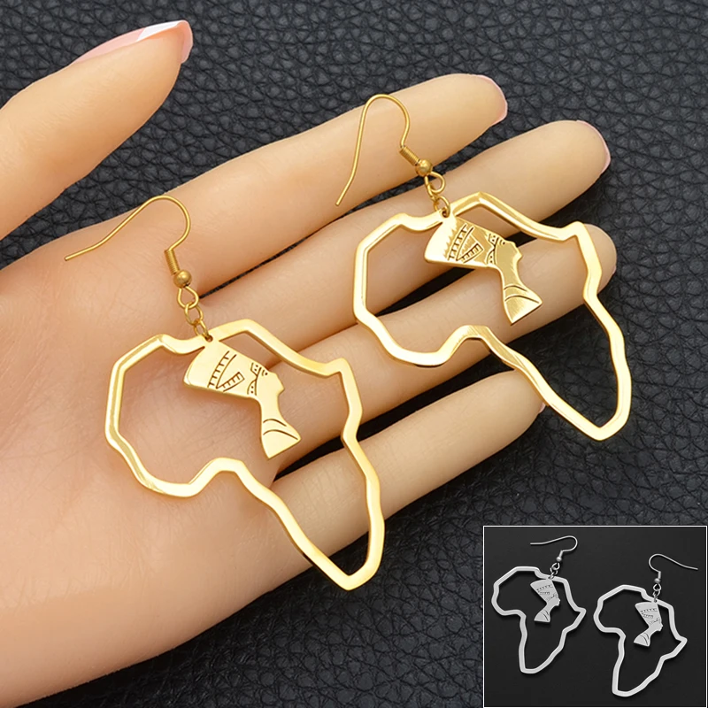 Anniyo цвета золота серьги из нержавеющей стали в виде египетской королевы Nefertiti