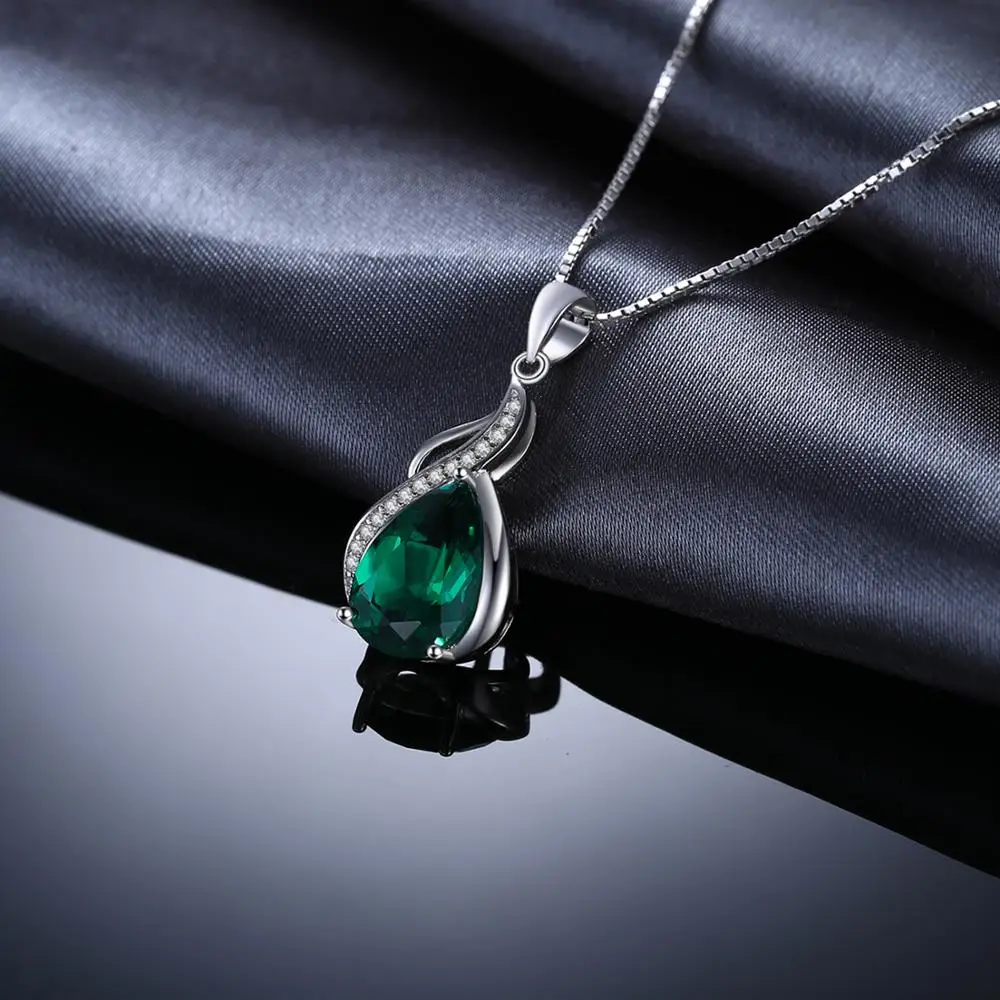 Jpalace Simulated Nano Emerald Pendant Necklace 925 Sterling Silver Gemstones Choker Statement Women No Chain | Украшения и