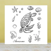 azsg sea turtle aquatic weed starfish clear stampsseals for diy scrapbookingcard makingalbum decorative silicone stamp crafts