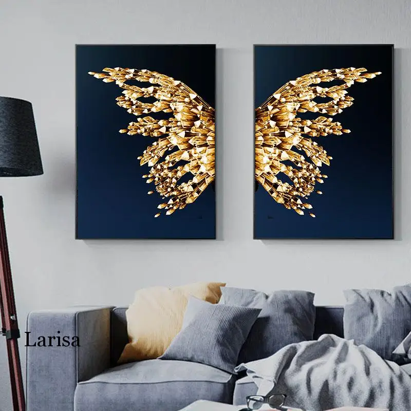 

Scandinavian Wall Art Poster Butterfly Wings Abstract Canvas Painting Print Minimalist Nordic Decoration Picture Living Room Dec