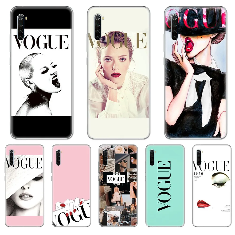 Модный VOGUE журнал tpu Etui Прозрачный чехол для телефона xiaomi Redmi 3S 4A 5A 6A 5 Plus 4X 7 8 8a CC9 K20