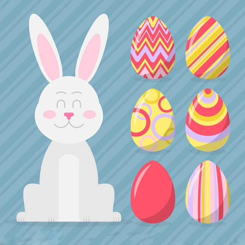 

2PCS Easter Cutting Dies Happy Easter Letter and Bunny Rabbit Metal Stencil Card