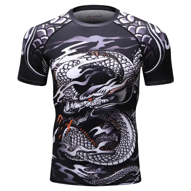 

2021 New Hot Work Out Compression short sleeve T Shirt Men Exercise 3D Fitness Tights Bodybuilding Cross Fit Rash Guard