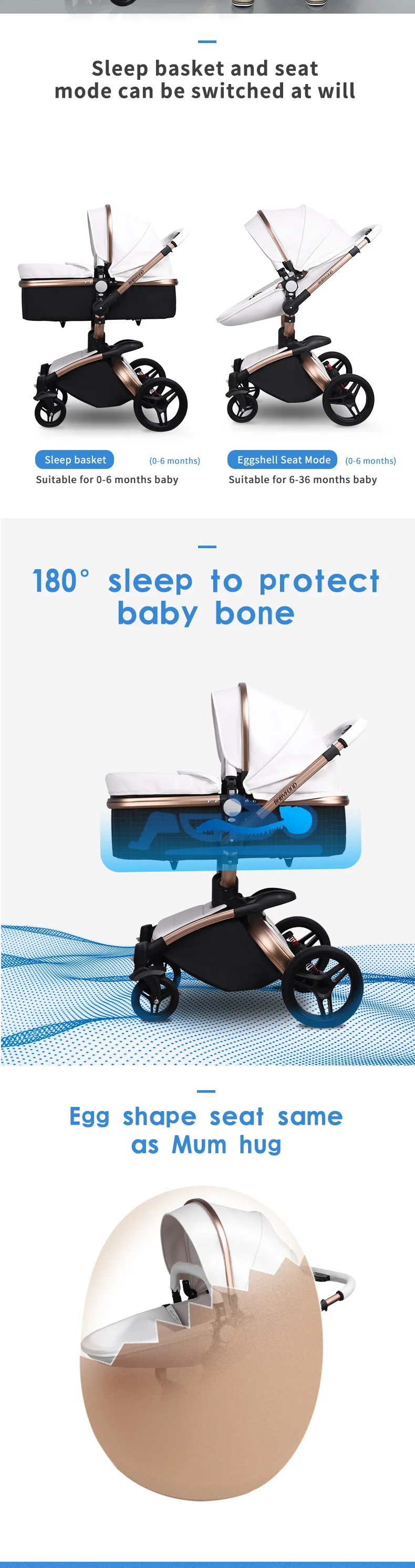 Babyfond No Tax Роскошная детская коляска 3 в 1 модная коляска в европейском стиле Отправка подарков