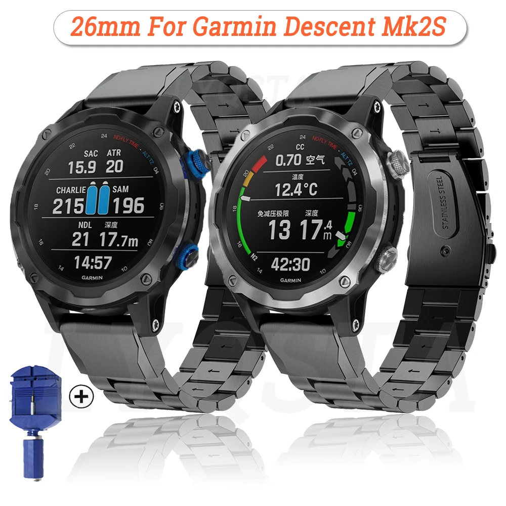 20 22 26mm Smart Watch Straps For Garmin Fenix 7S 7 7X 6S 6 6XPro 5S 5 5XPlus MK2 Stainless Steel Quick Release Correa Wristband