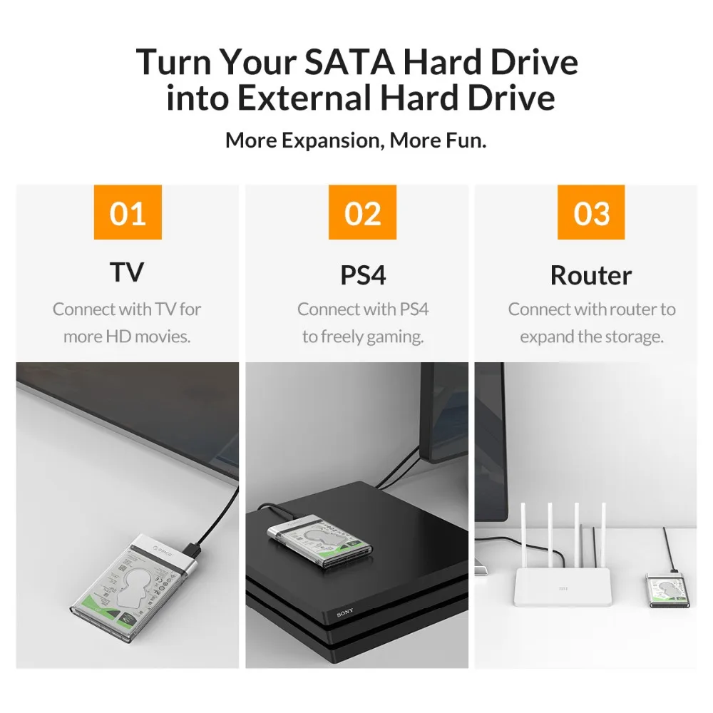 ORICO HDD Case 2.5 inch Transparent Box USB3.0 HDD Enclosure Micro-B SATA to USB 3.0 Hard Disk Case 6Gbps Support 4TB UASP Case