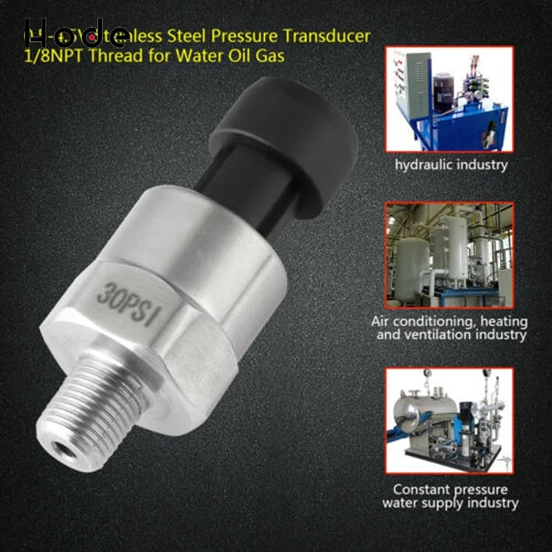 

1/8" NPT 5V Stainless Steel Pressure Transducer Sender Sensor Fuel Air Gas ATF