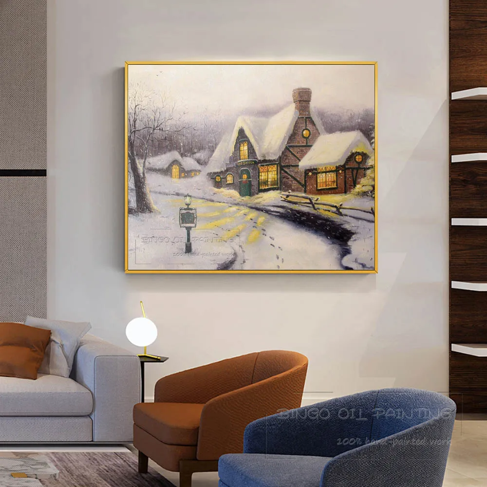Goede Geschoolde Kunstenaar Handgeschilderde Hoge Kwaliteit Wit Sneeuwen Landschap Olieverf Woonkamer Muur Decor Winter Sneeuwt Olieverf