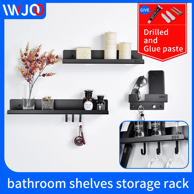 

Полка для ванной 50 см черный винт из нержавеющей стали бесвинтовой монтаж полки для ванной настенное крепление полка для шампуня крючки для...