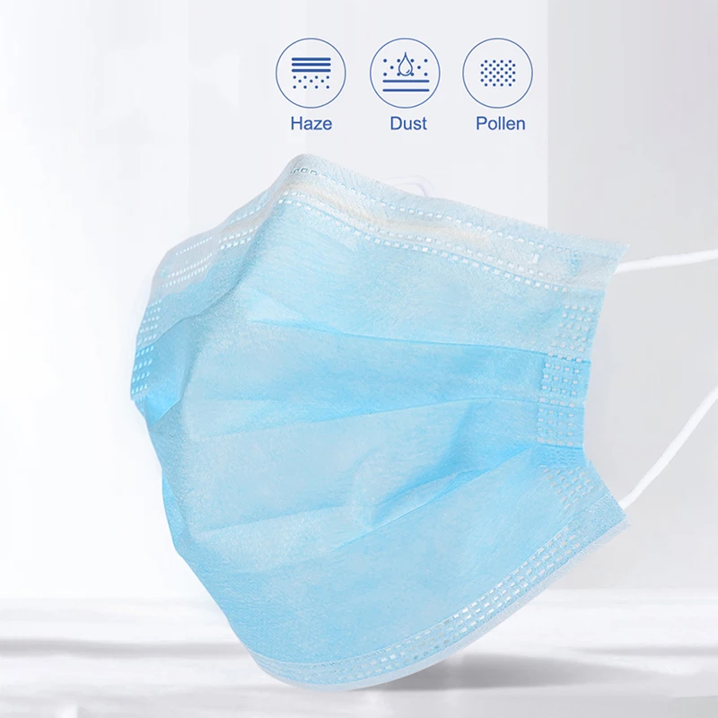 100 шт сплошной цвет маски со ртом для лица нетканые 3 слоя Одноразовые Анти-пыль